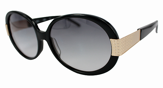 Leona Edmiston Molly Black and Gold round sunglasses