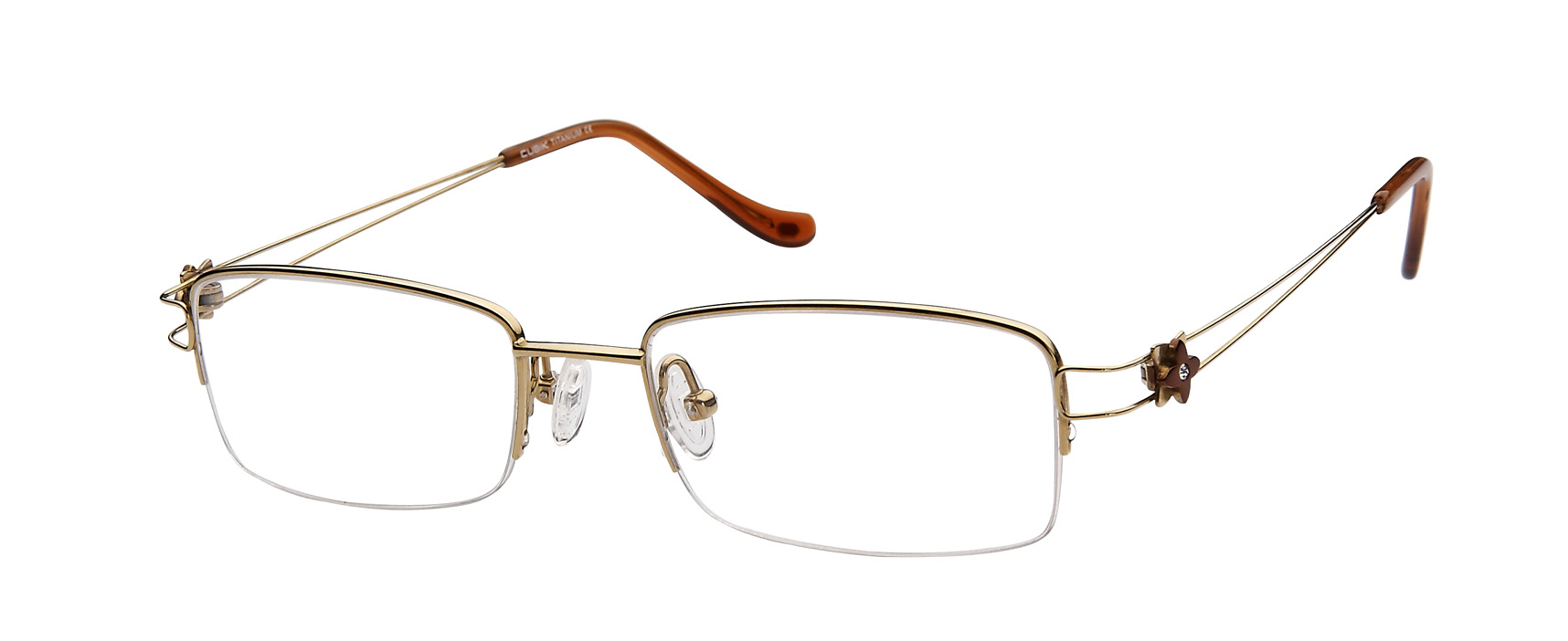 Kubni Titanium Flower Semi-Rimless Gold Glasses